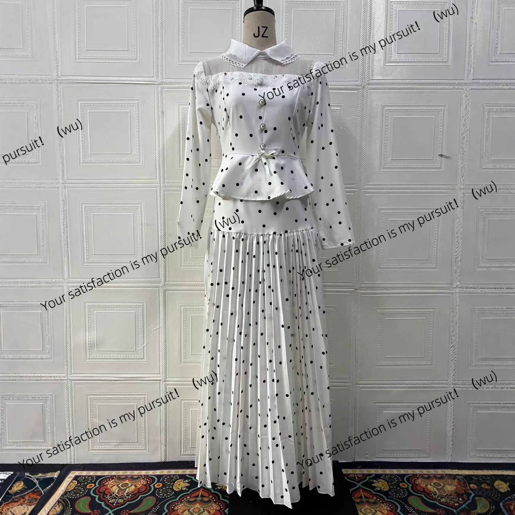 

Summer new temperament long-sleeved printed coat high waist and thin skirt two