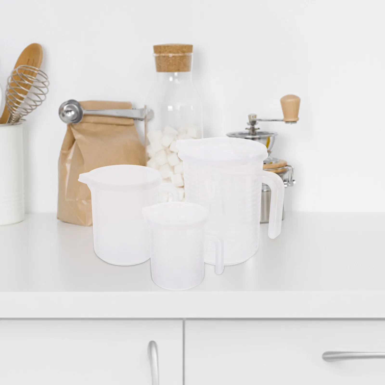 

Набор из 3 мерных стаканов: пластиковые кухонные инструменты для выпечки, мерные стаканы с ручкой для точного измерения жидкостей при приготовлении пищи и подготовке блюд