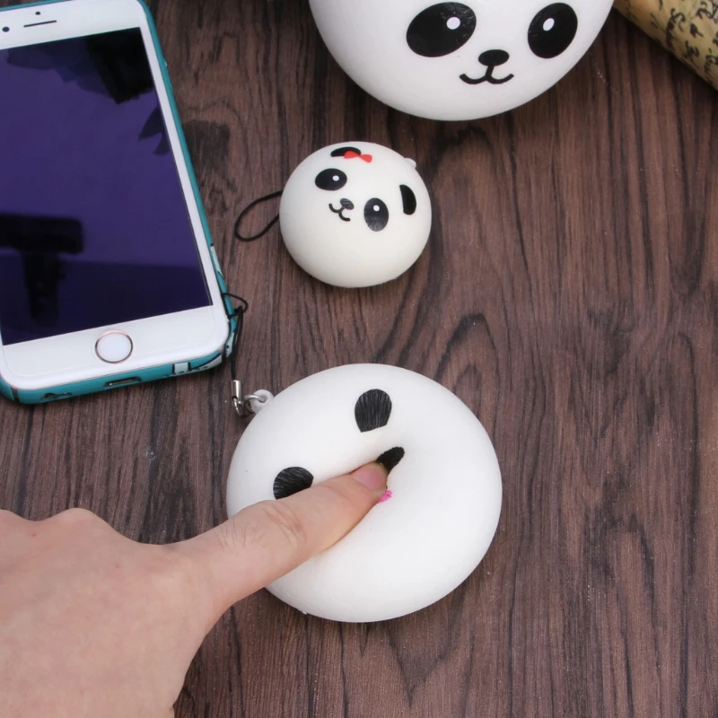 Panda Steamed Bun Bag Phone Pendant Lanyard Keychain Kid Toy Gift Q1JF