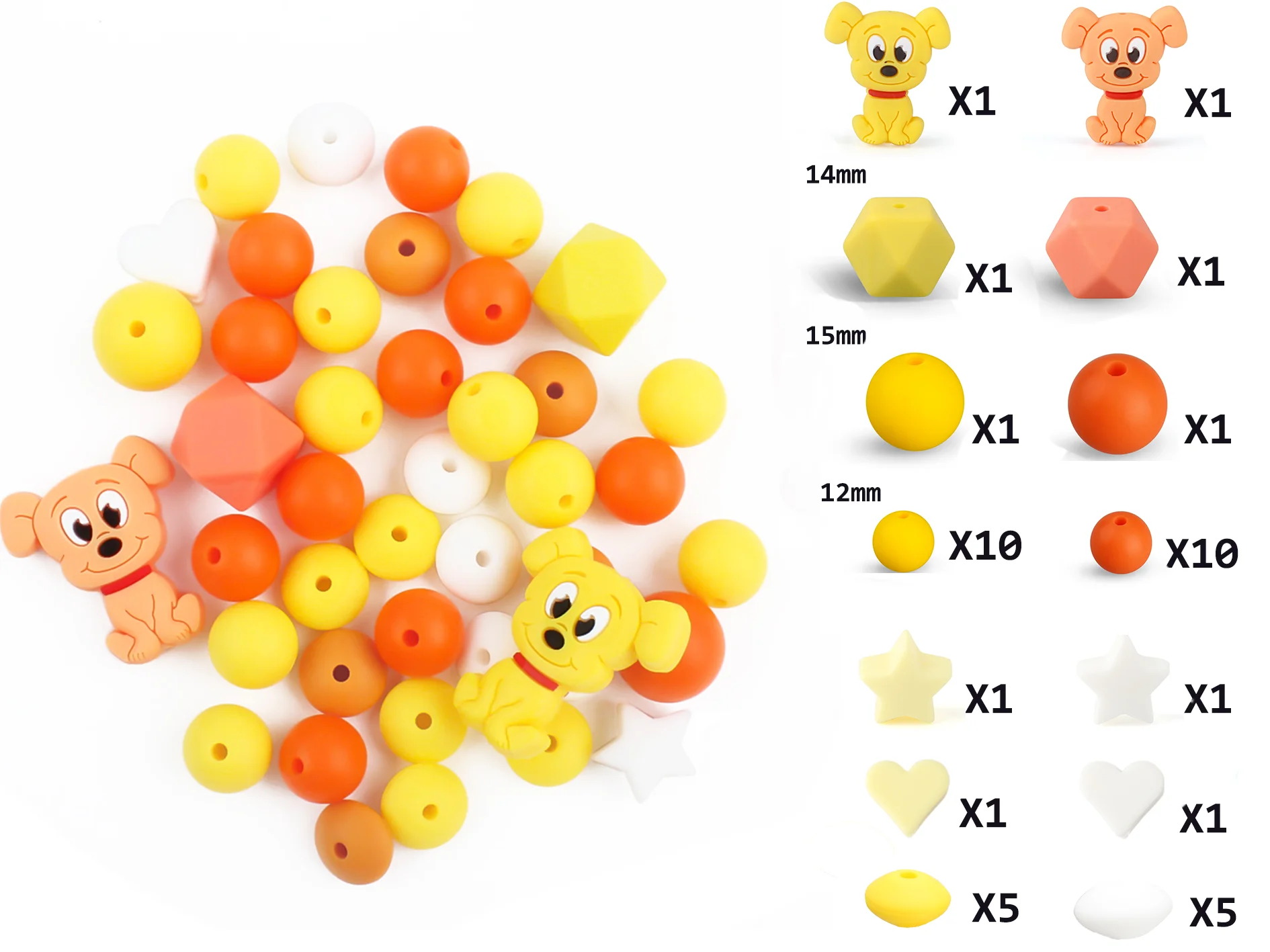 40Pcs/Set Silicone Beads Sets animals Koala unicorns Silicone Beads Baby Nuring Teether Sets Pacifier Chain clips Accessories