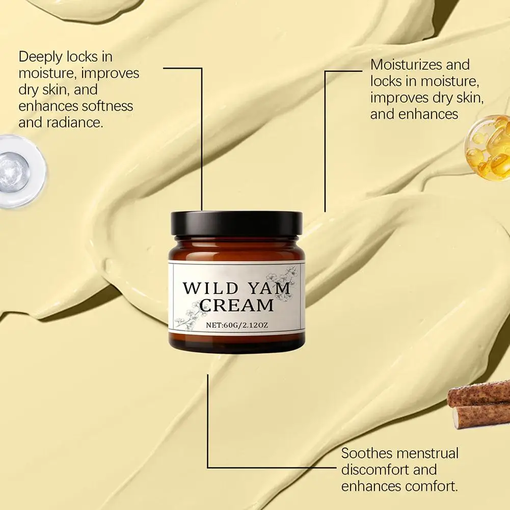 Wild Yam Gesichtscreme, 60 g, tief feuchtigkeitsspendend, verbessert Hautprobleme, Hormonale Schwankungen, verbessert die Selbstreparatur für die tägliche Pflege