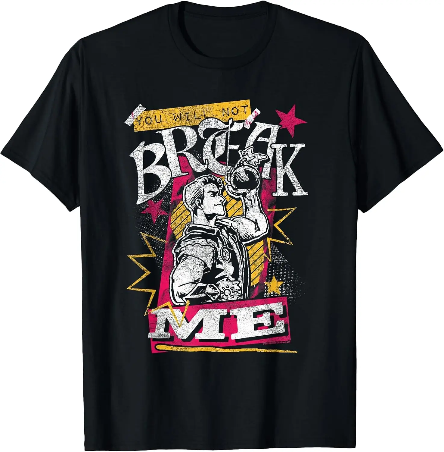 DCC You Will Not Break Me Distressed Carl Scrapbook Graphic T-Shirt Fashion Unisex Graphic Pattern T‑Shirt Casual Daily Wear Crew Neck Short Sleeve Soft Cotton Unique Design Tee Tops For Men Women.