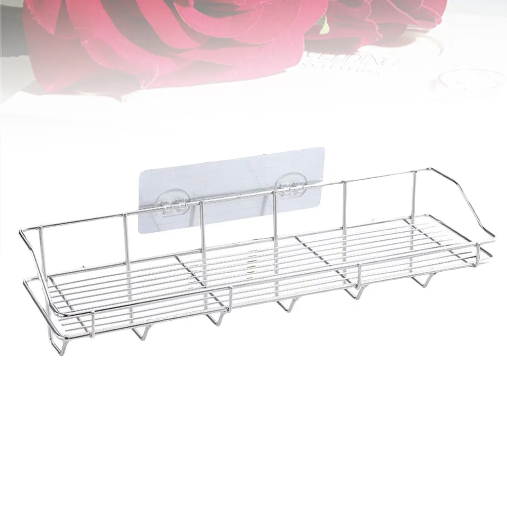 

6Pcs Stainless Steel Wall Mounted Kitchen Storage Shelf Traceless Punch Free Organizer for Bathroom Toilet Kitchen Space Saving