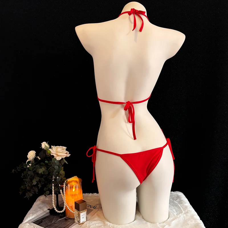 Hot Sexy Summer Women's Gold Arch M Mark Bralette Bikini Set Anime Sexy Cosplay Lingerie Backless Lace-Up Reggiseno Perizoma Biancheria Intima