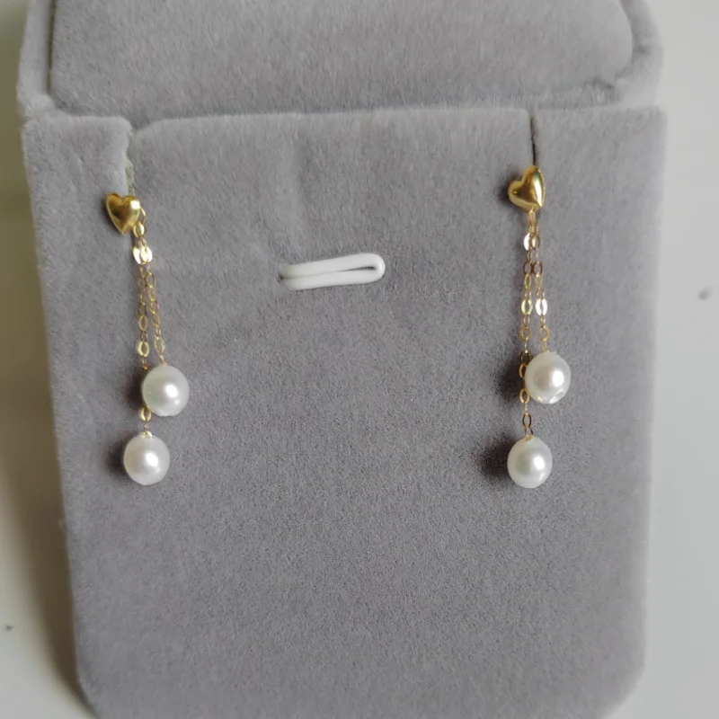 Real Gold 18K Freshwater Pearl Earring Accessories Au750 Gold Pearl DIY Earrings Suitable for Women's Boutique Jewelry Gifts