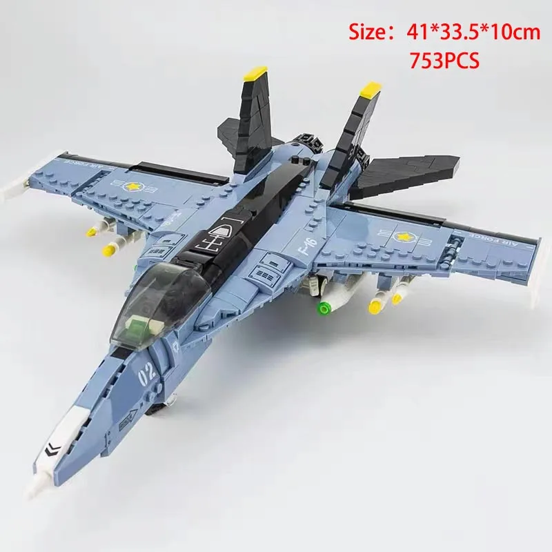 

WW2 Military Army F-16 Fighter Jet Building Blocks Set Fighting Falcon Aircraft Bricks Model Kit Adult Kids Toys For Boys Gift