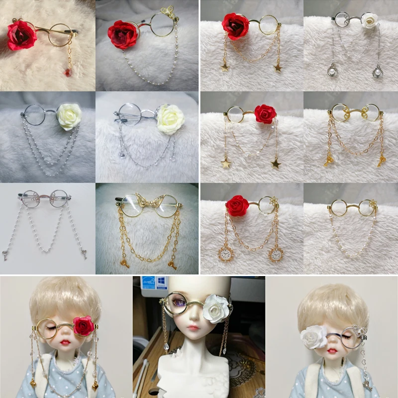 

D04-A834 children handmade toy 1/3 1/4 1/6 Doll BJD/SD doll Accessories single frame rose glasses 1pcs