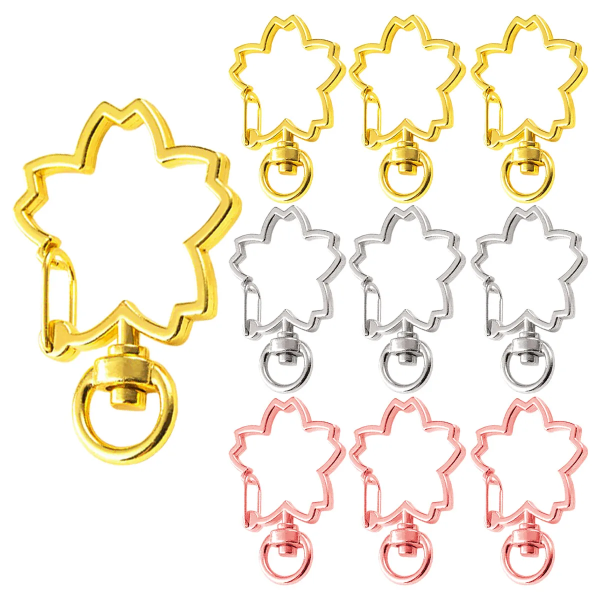 10/20/30Pcs Flower Snap Hook Keychain Trigger Clips Buckles,  For Key Chains DIY Crafts Gift