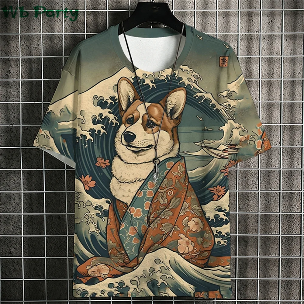 Ukiyo-E Graphic T shirts Summer Man Clothes O-Neck Man Short Sleeve T-shirt Casual Loose T-shirt Japanese Style Men's Shirts Top