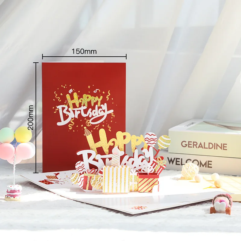 Hot Musical Light 3D Pop UP Happy Birthday Cards Invitation Cake Greeting Card Kids Gift Postcard for Friend Dad Mom Present