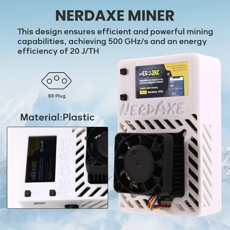 Nerdaxe Bitaxe Miner BM1366 ASIC Chip 500Gh/S Nerdminer Lottery Mining Miner Solo Lottery BTC Miner BR PLUG