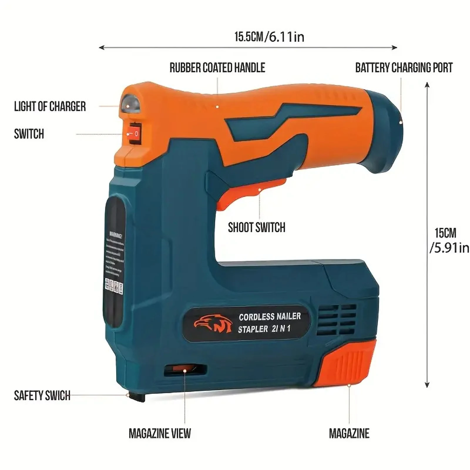 Electric Staple Gun with Staples Nails Staple Remover & USB Charger Lithium-ion Electric Stapler Cordless Brad Nailer Kit view 6
