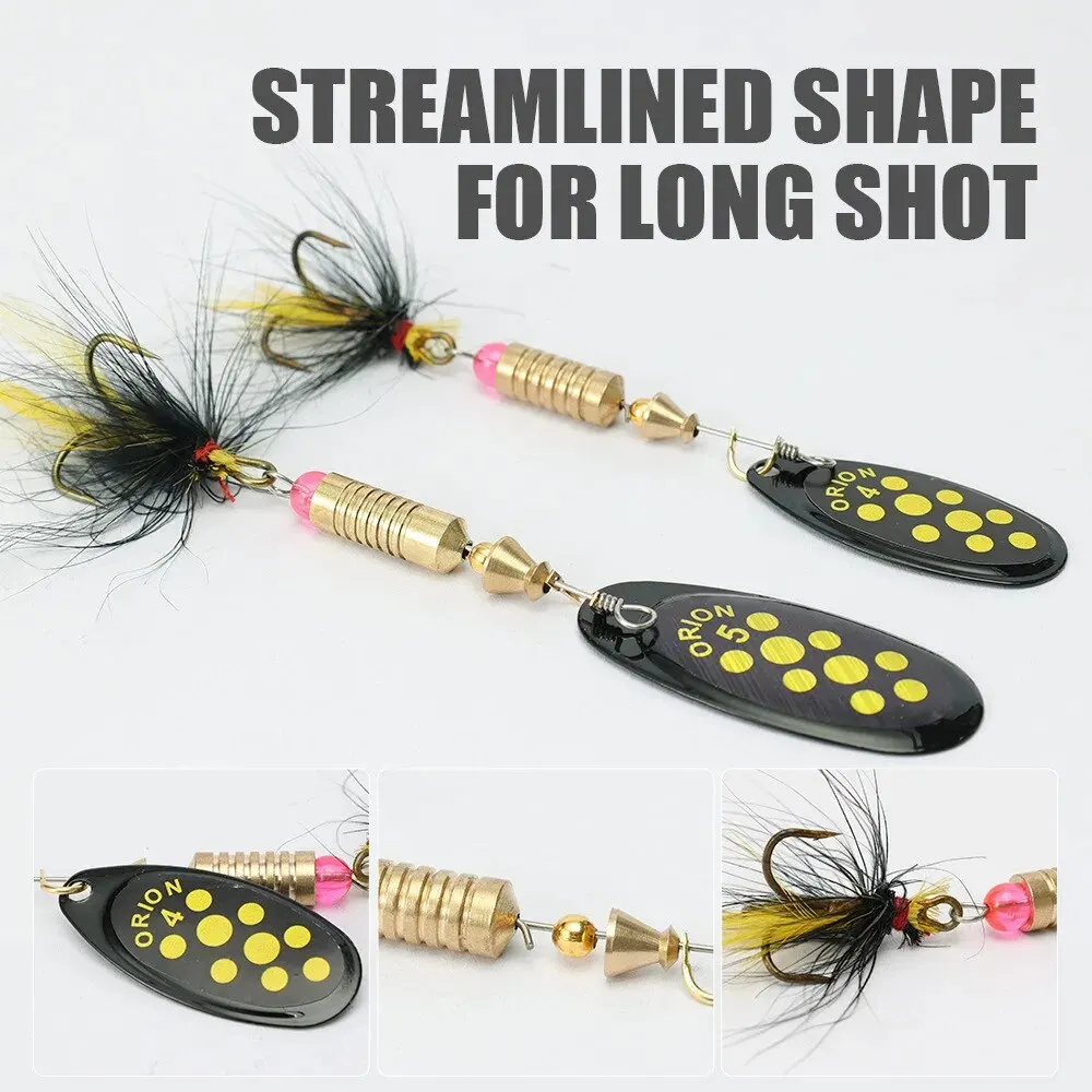 Artificial Swimbait Bait Spinner Feather Treble Hooks Fishing Lure Wobbler Trout Spoon Jig Fly Rotating Sequin Road Hook