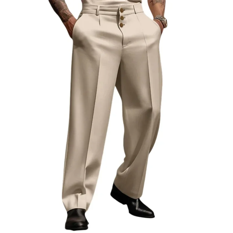 Men Straight Formal Trousers Loose Fashion Business Pants Comfortable Casual Wide Long Pants Social Pants Joggers Man Clothing