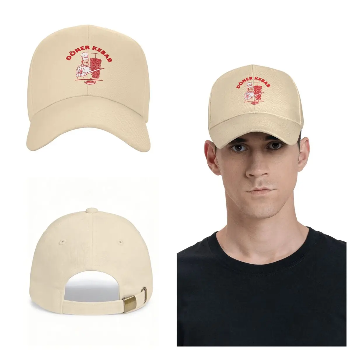 Doner Kebab Cap Fashion Casual Baseball Caps Adjustable Hat Unisex Baseball Hats Customizable Polychromatic