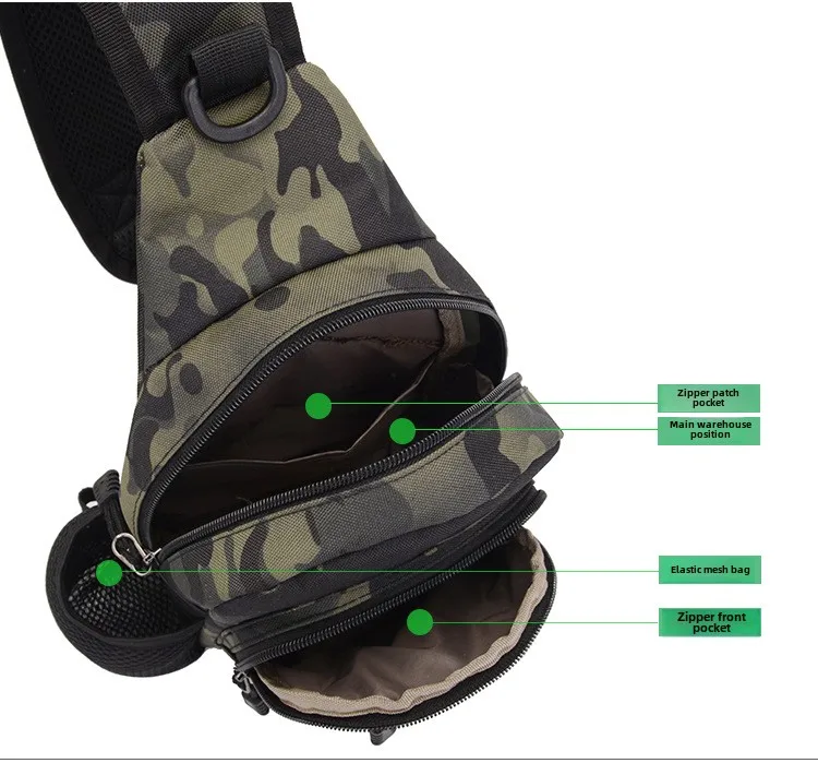 Men's Camouflage Premium Crossbody Bag Multi Functional Large Capacity Leisure Outdoor Sports Waterproof Chest Bag  Mens Bag