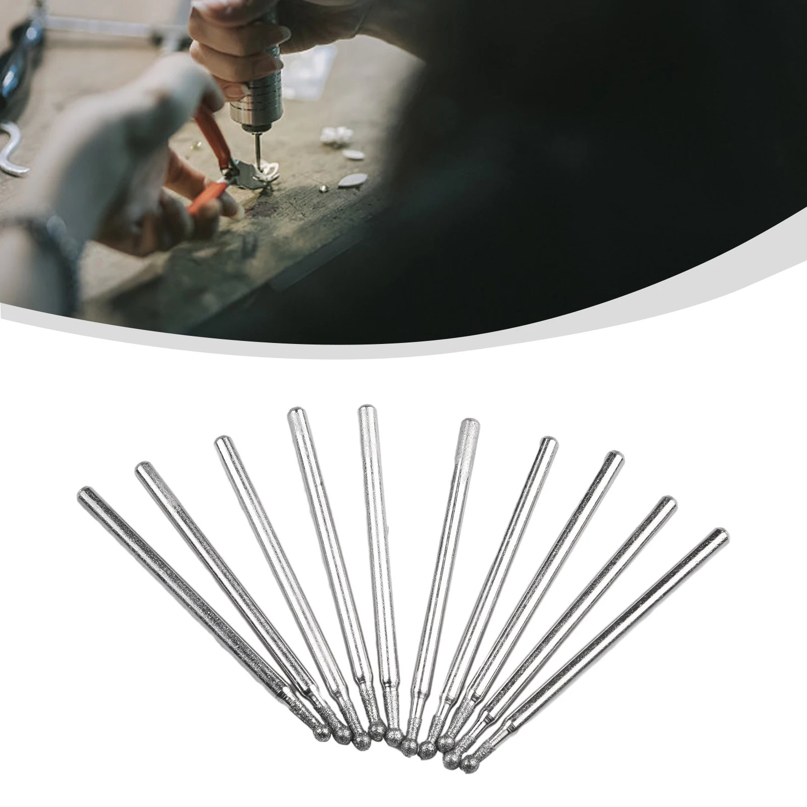 

Convenient Diamond Coated Grinding Drill Set 10Pcs Cylindrical Head Burrs, Suitable for Various Drilling Machines