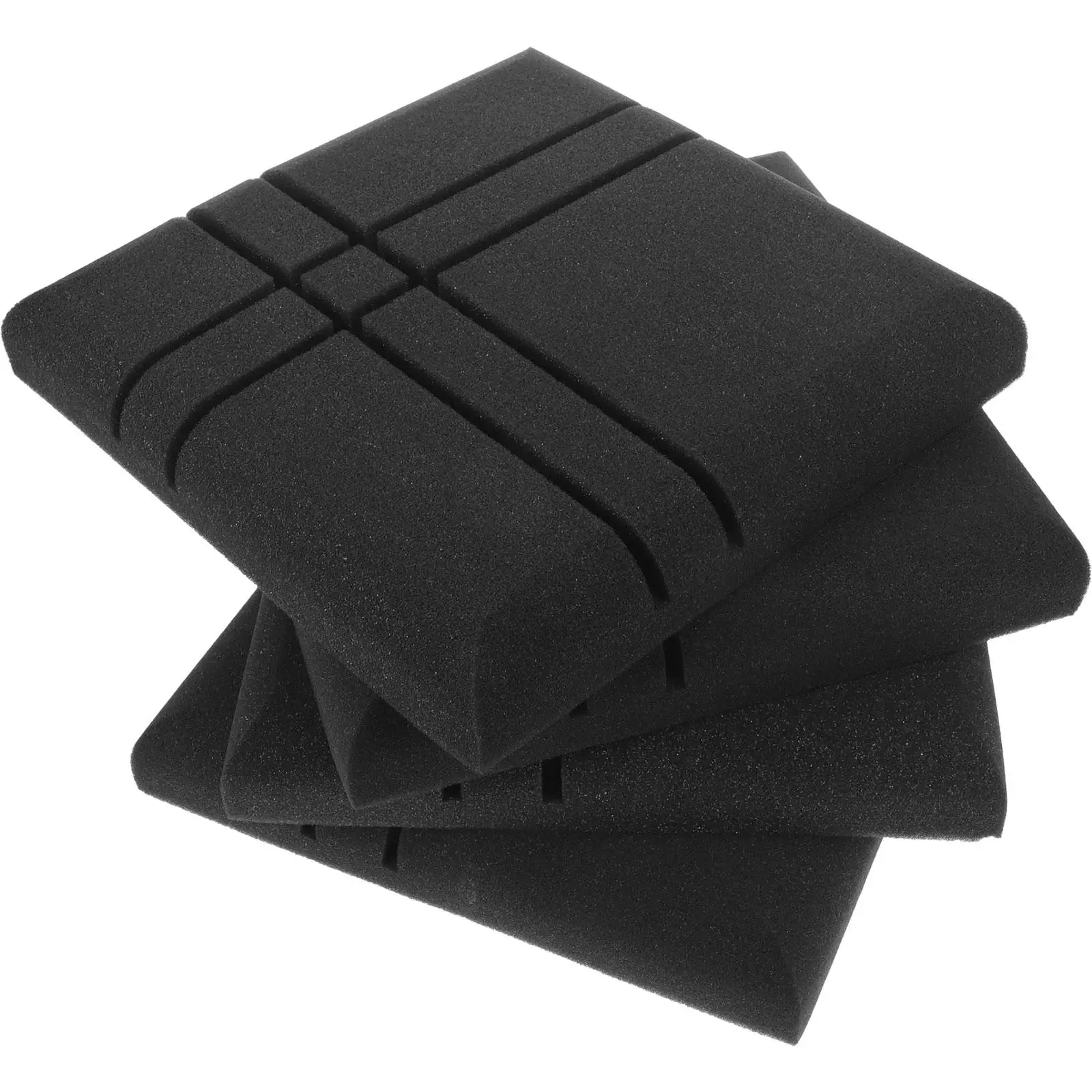 

4 Pcs Black Soundproof Cotton Panels 30x30x5cm Self-adhesive Acoustic Foam Wall Panels for Recording Bedroom KTV Sound