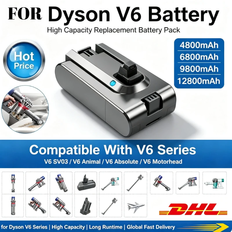 For Dyson V6 Replacement Battery For Dyson DC58 DC59 DC62 SV03 SV05 SV09 Absolute Vacuum Cleaner Power Tools Cordless Lithium
