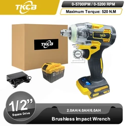 TKCB 520n.M Brushless Electric Impact Wrench 1/2 In. Lithium-Ion Battery 18 Volt, Makita Compatible, For Automotive Repair