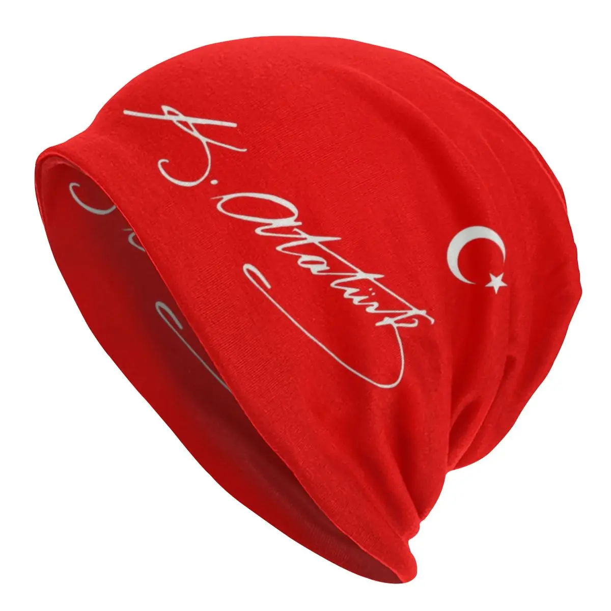 Custom Ataturk Signature With Turkey Flag SKullies Beanies Caps Unisex Winter Warm Knitting Hat Turkish Leader Bonnet Hats