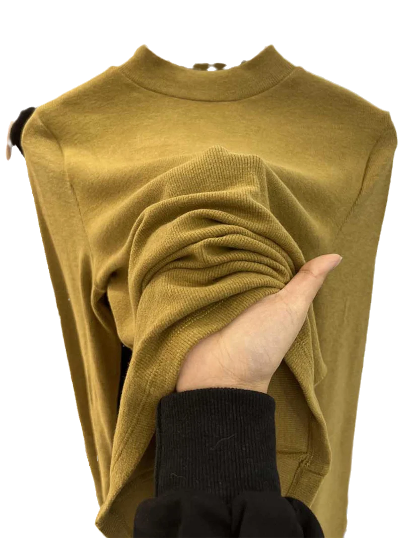 Maglietta a Collo Alto Extra Lunga per Donna Taglie Forti, Nuovo Materiale Autunno Inverno, Strato Base in Cotone e Poliestere