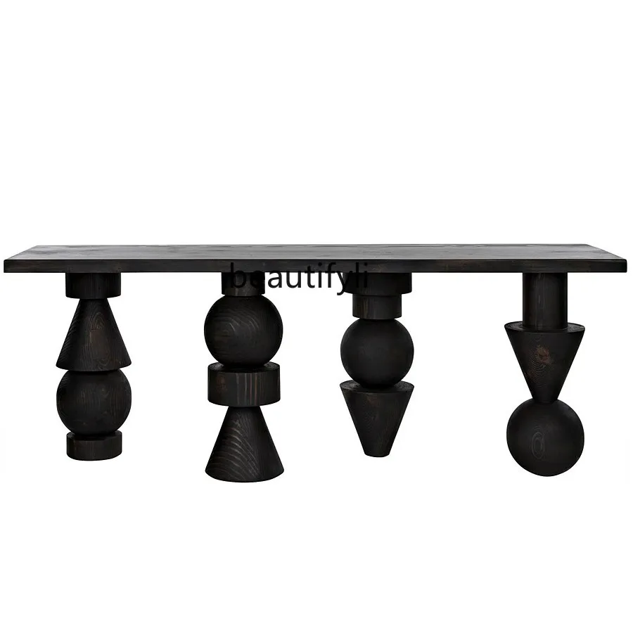 

Nordic Creative Console a Long Narrow Table Solid Wood Dining Table Black Conference Table Designer Sample Room Furniture