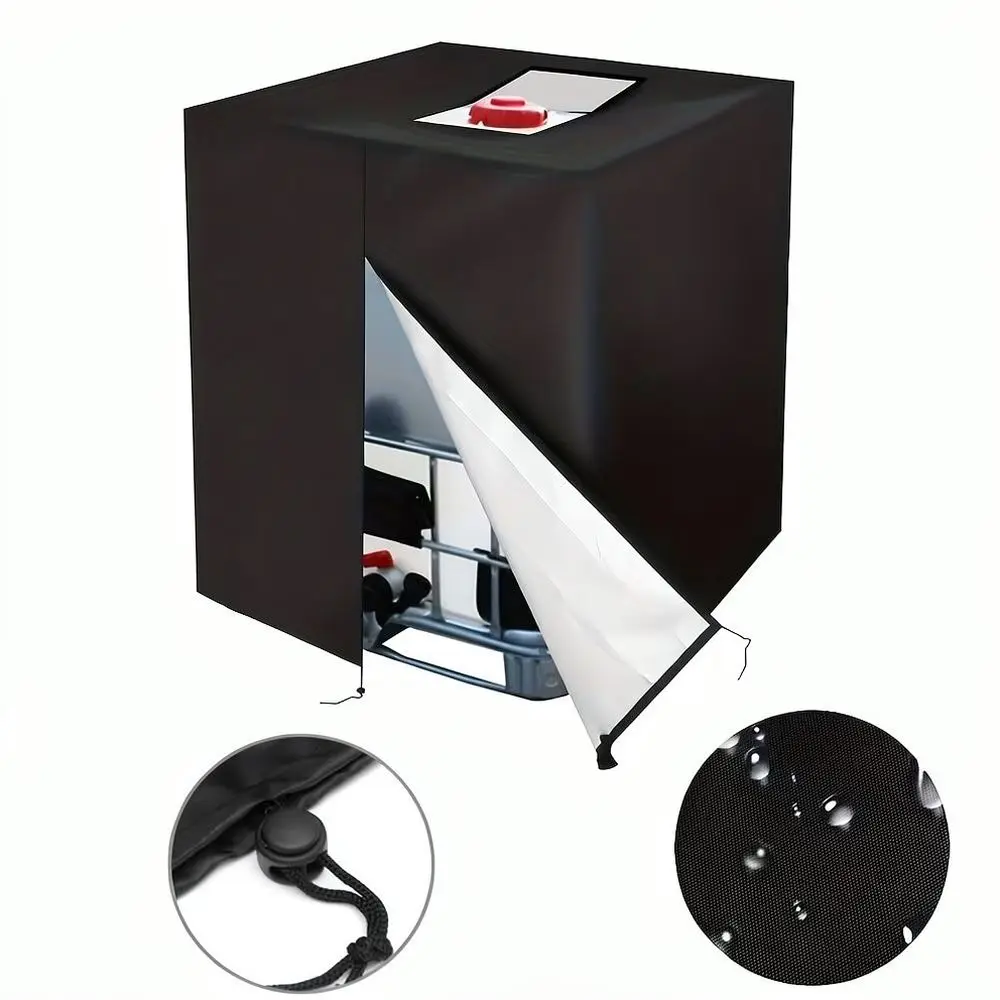Waterproof IBC Tote Protective Cover Weatherproof Dust Shield With Zipper Opening For Industrial Liquid Storage Tank Outdoor Use