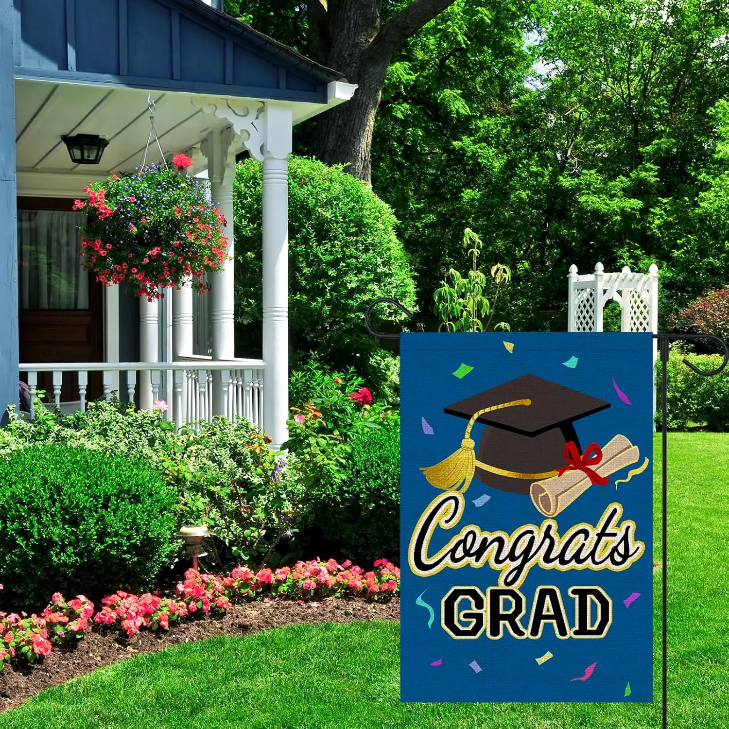 Diploma Cap Congrats Grad Garden Flag 12x18 Inch Double Sided Outside Small Burlap Flags, Class Of 2026 Graduation Ceremony jjp