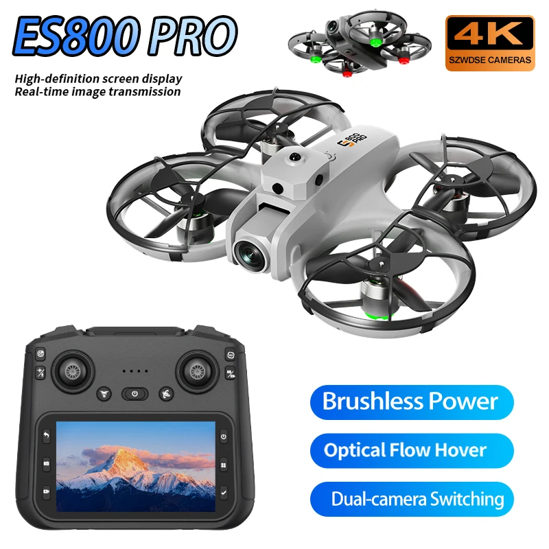 Nuevo Dron ES800 PRO con Pantalla, Quadcopter con Posicionamiento Óptico sin Escobillas, Cámara 5G FPV, Avión de Juguete para Principiantes