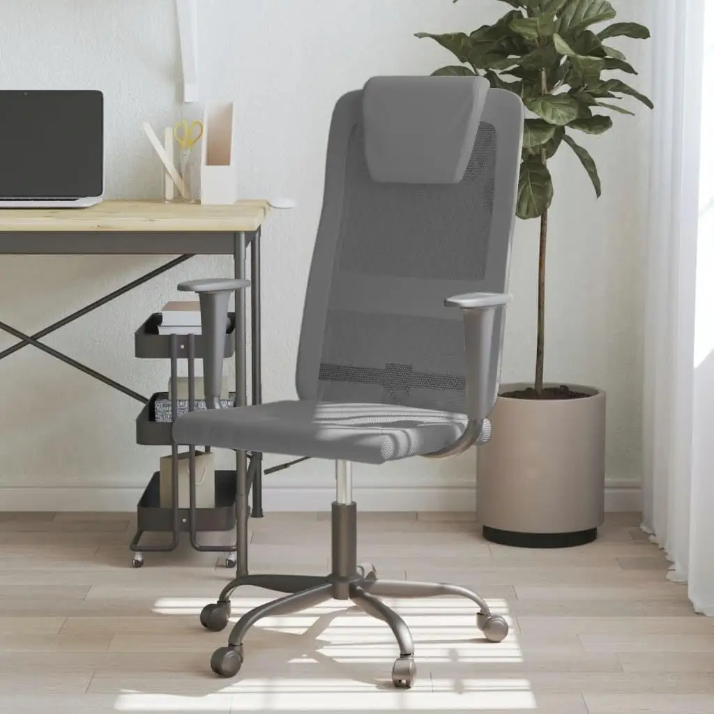 Ergonomic Gray Mesh & Faux Leather Office Chair for Comfort and Style