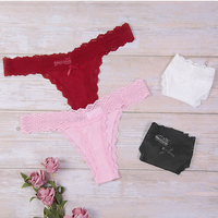 Women's Panties Lace Bow-Knot See Through G-strings Elastic Underwear Ladies Ultra-Thin Underpants Solid Seamless Sports Thong