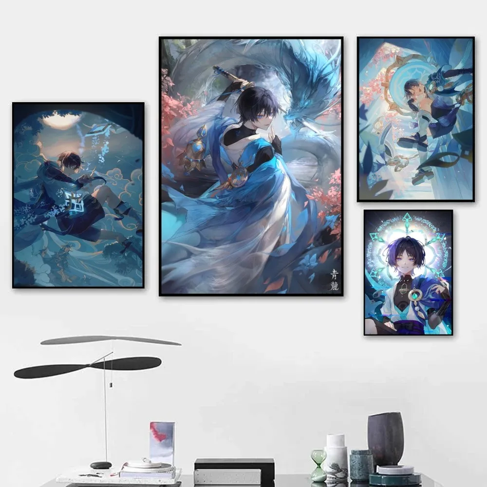 Home Decor Poster Stickers Scaramouche Genshin Impact Decorative Painting Bedroom Bedside Living Room Hotel Cafe Entrance Mural