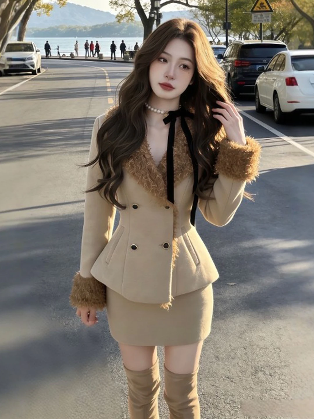 

Ele Sister Sle Jaet And Skirt Two Piece Set Spring Faion Comfortable Fit Korean Sle Women's Outfit