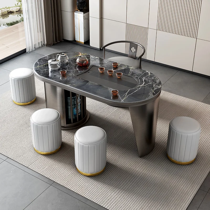 

Light luxury rock board tea tables and chairs, modern and simple small living room, household tea table, and brewing tea