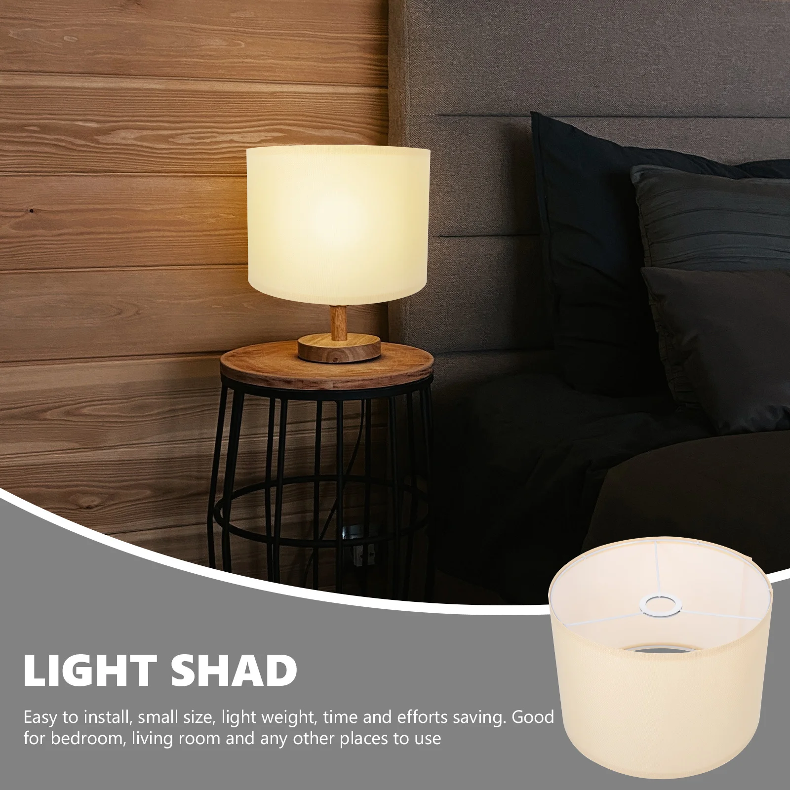 

Household Beige Linen Lampshade Modern Simple Structure Eye Protection for Bedroom Living Room Floor Lamp Cover E27 Bulb