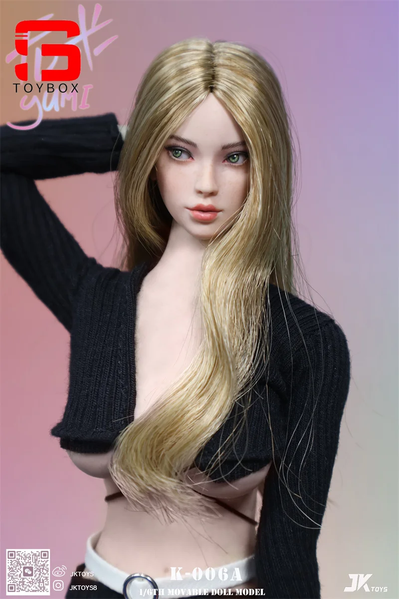 JKTOYS K-006 1/6 스케일 뷰티 유미 움직일 수 있는 눈 헤드 스컬프 조각 모델 12" 여성 군인 액션 피규어 바디에 적합