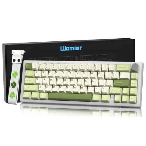 Womier V-K66 PRO Keyboard Green QMK Mechanical Gaming Keyboard Knob Strap Gasket Mounted Wired LED Backlit Hot-Swap Keyboard