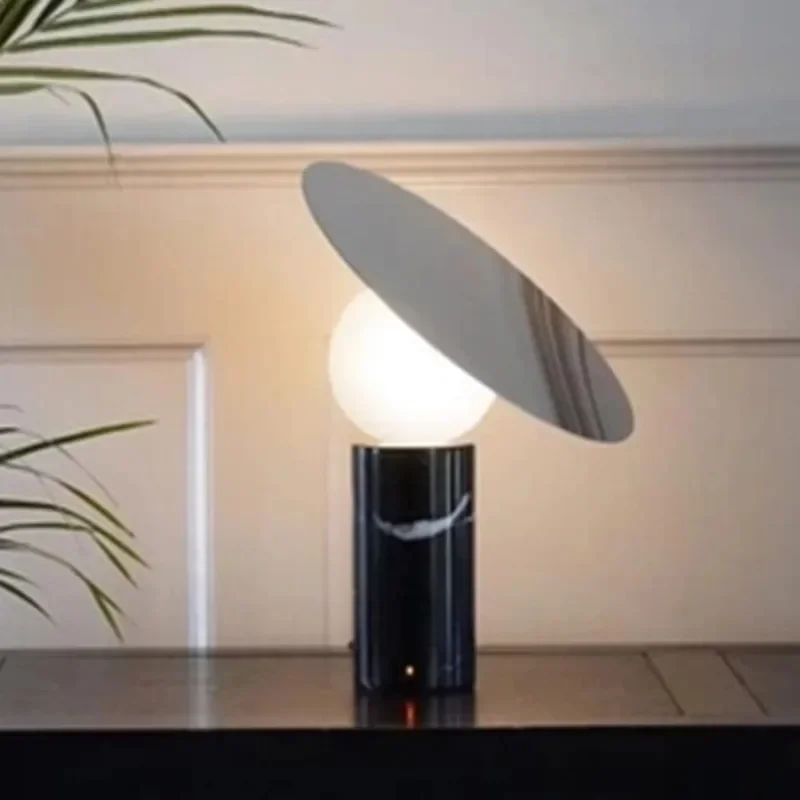 Post-modern simple marble living room lamp Nordic designer model room bedroom desk light bedside art ball learning lamp