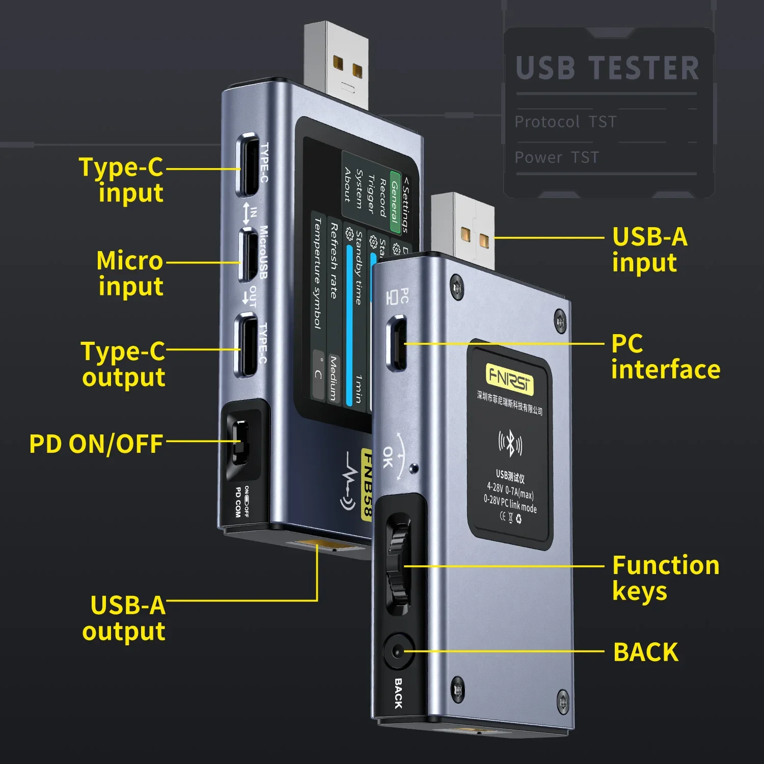 FNIRSI NEW FNB58 USB Tester Voltmeter Ammeter TYPE-C Fast Charge Detection Trigger Capacity Measurement