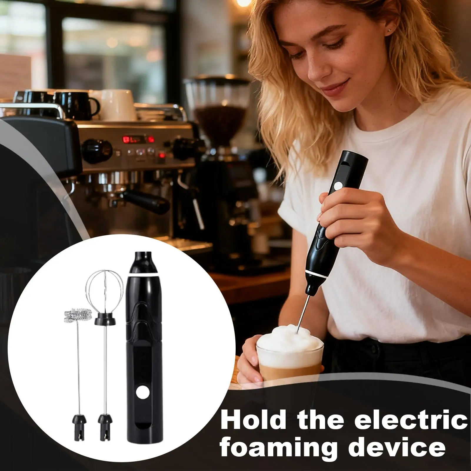 Hand Frother Mixer Powerful Rechargeable Low-Noise Coffee Frother Wand Milk Foamer For Home Kitchen Restaurant Drink Egg Protein