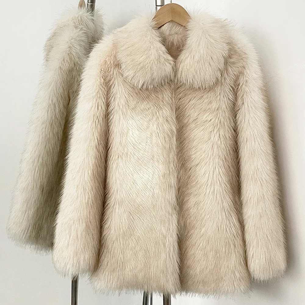 

Fur Coat Eco-friendly Women's Sweet Hot Girl Casual Faux Fur Jacket Autumn Winter Thick Turn-down Collar Fashion Female Clothes