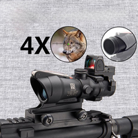 HOT 4X Magnifier AOOG 4X32 Real Fiber Optics Red Green Dot Sight Scope With RM Hunting 20mm Riflescope AOOG Killflash Cover Cap