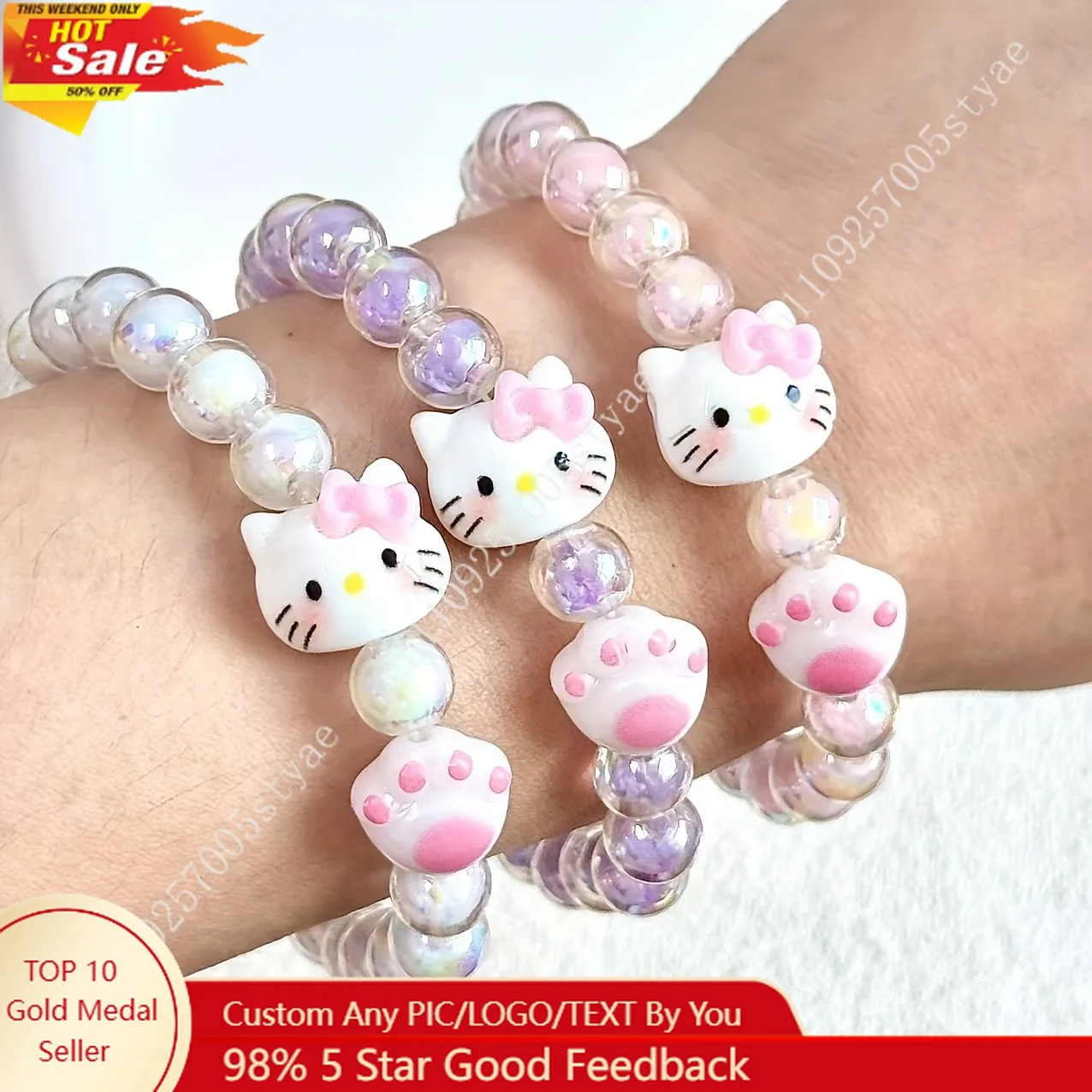 

Set of Three Adorable KT Cat Bracelets Charming Lucky Bracelets Ideal for Holiday Presents Birthday Surprises Mother'S Day