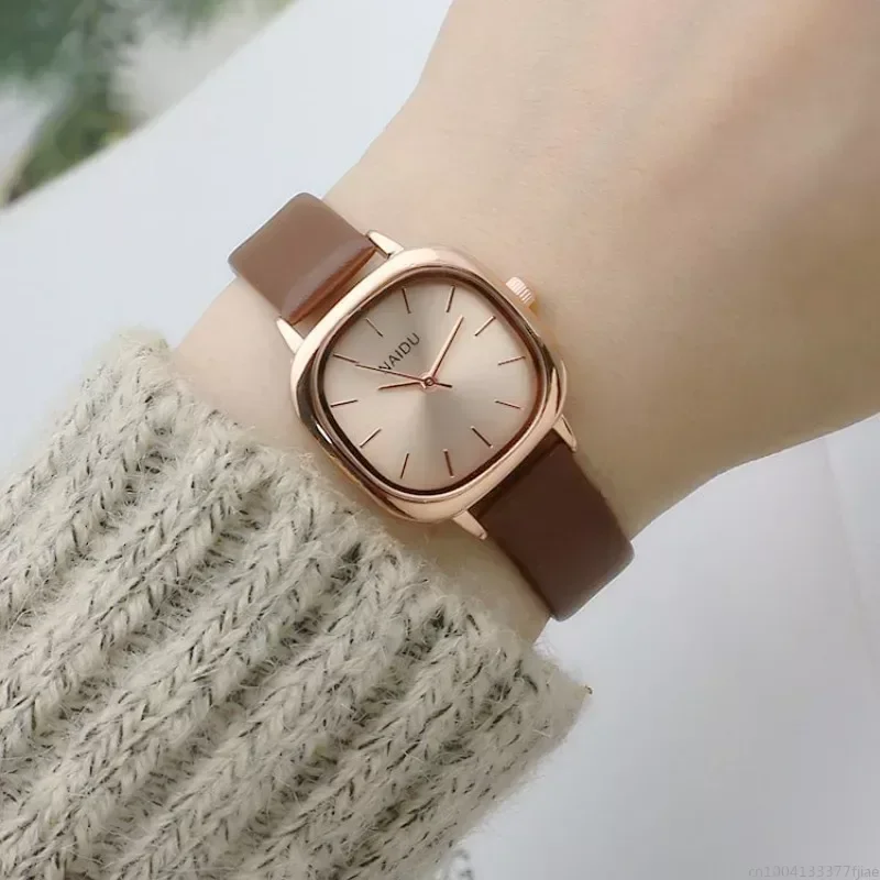 

Fashion Brand Watch Oval Small Dial Thin Belt Student Dress Leather Strap Wristwatches for Women Reloj Mujer