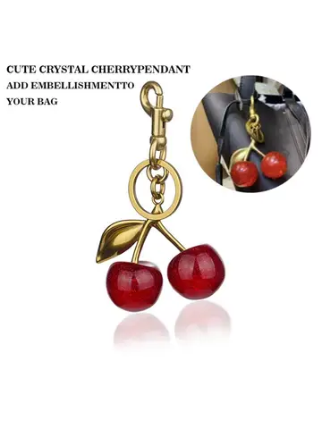 Cherry Charm Handbag Pendant Keychain for Women's Exquisite Internet-famous Crystal Cherry Bag Accessories High-Grade Pendant