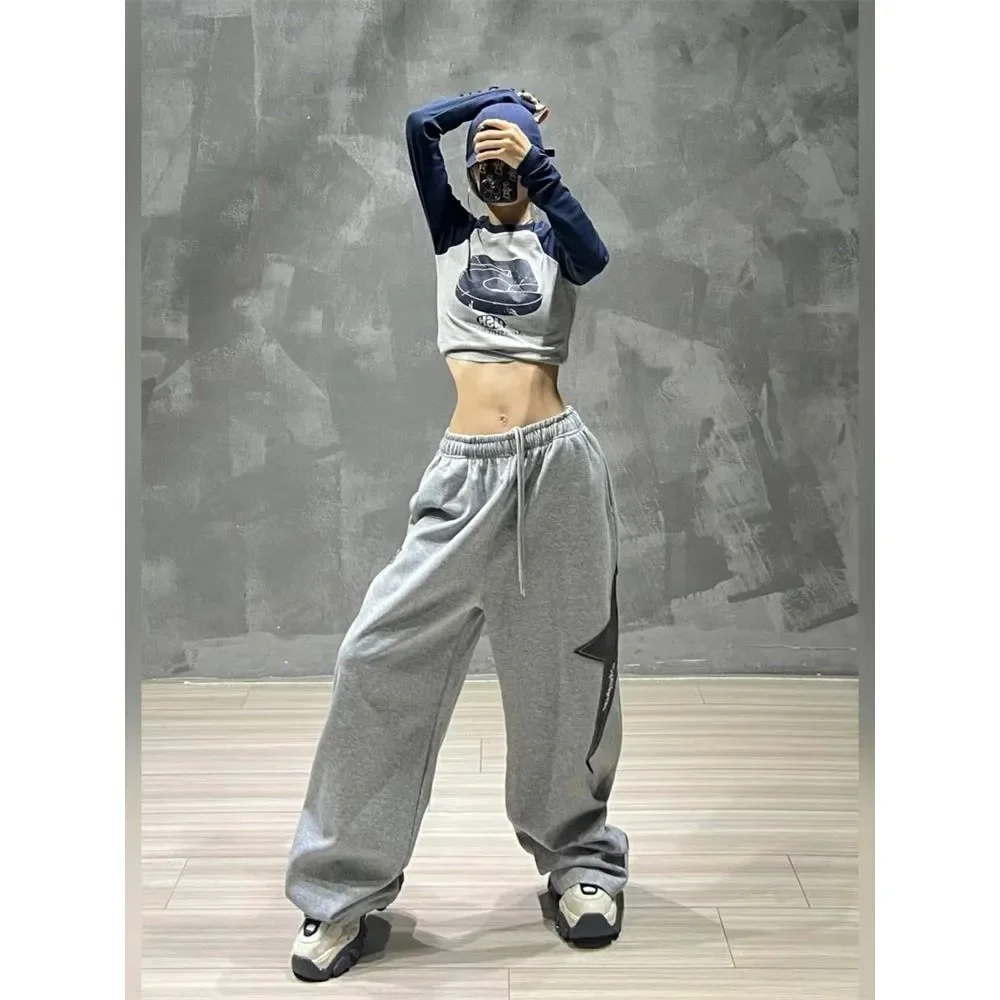 Hip Hop Five-point Star Pants Women Fashion High Waist Trousers Loose Jogging Sweatpants Casual Y2k Wide Leg Streetwear Trousers