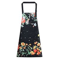 Cooking Fresh Floral Pattern Kitchen Apron With Pocket Wear Resistant Work Apron Waterproof Antifouling Waist Apron Adult
