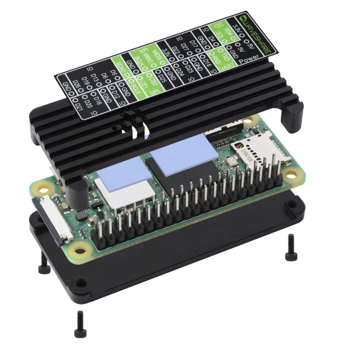 2W -aluminum alloy radiator ABS- protective case Raspberry Pi Zero0-2W