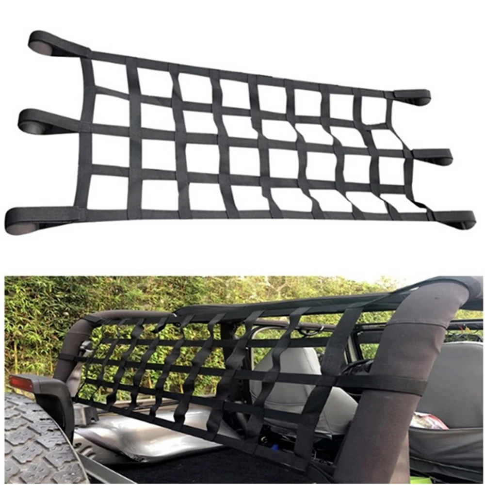 

Car Multifunction Retrofit Mesh Cargo Net Car Roof Storage Net Tail Box Net Accessories for TJ JK 07-18